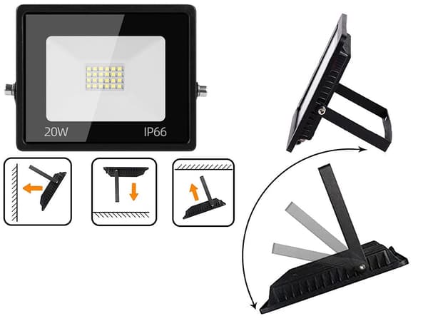 LED-projektør 20W 6000K IP66 udendørs metal mat sort