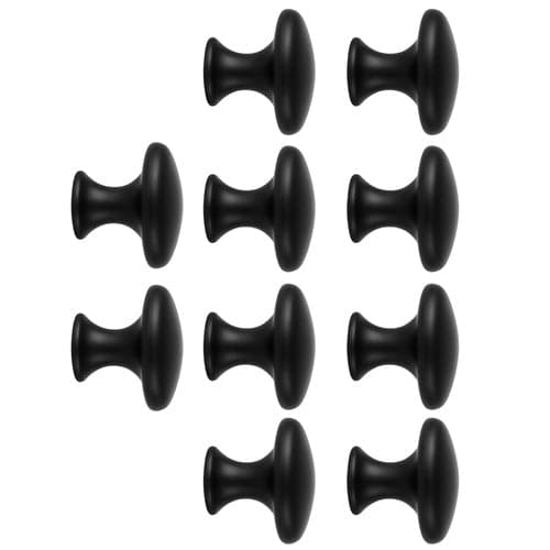 Møbelknopper mat sort 10-pak 3x2,6 cm inkl skruer