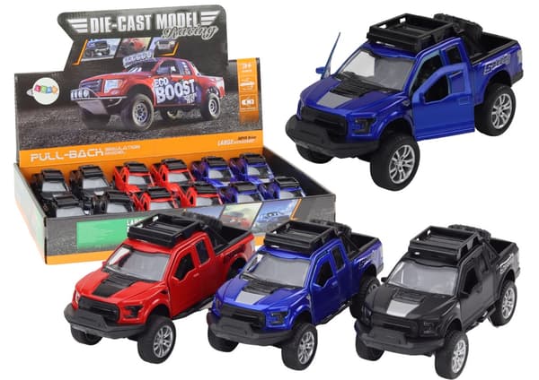 Leksaks off-road bil i aluminium med släp, friktionsdrift