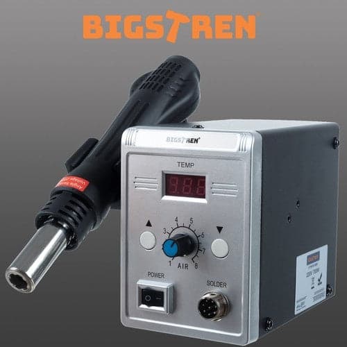 Varmluftloddestation 700W 100-500°C LCD med 3 dyser 4/7/9 mm