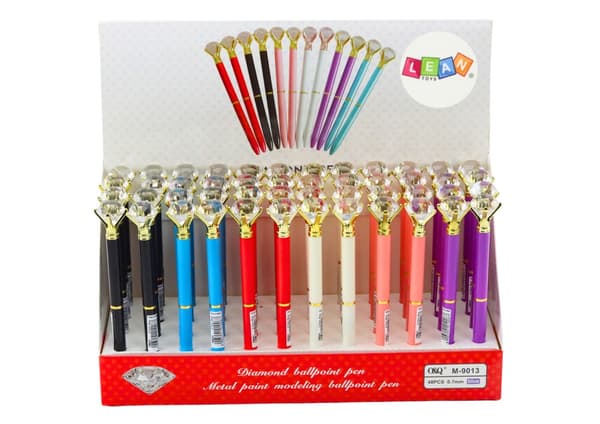 Kulspetspenna med diamanttopp 16 cm, 48-pack