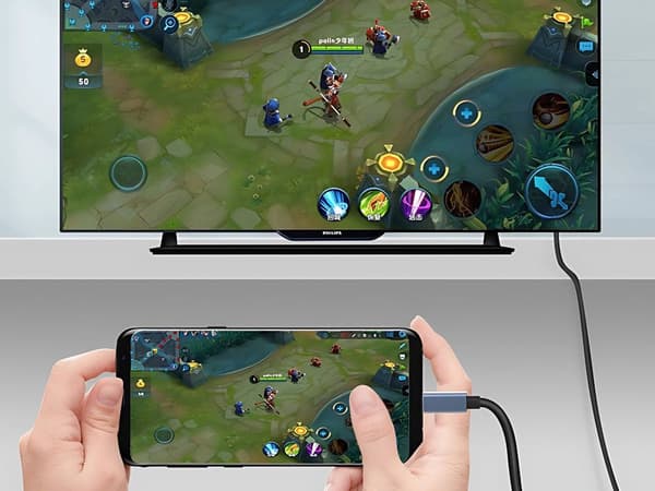 USB-C–HDMI-adapteri 4K 60Hz 18 cm kaapeli, hopea/musta