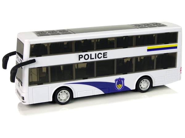 Polisleksak dubbeldäckarbuss 23 cm med ljus/ljud och pull-back, 3+