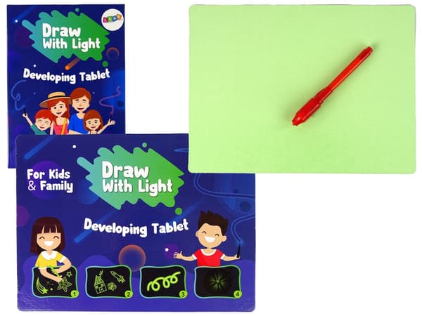 Fluorescerande ritbräda med ljuspenna kit 28x21 cm, 3+ år