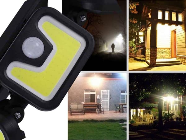 Solcellsgatlykta 103 COB LED IP67 med rörelse/skymningssensor