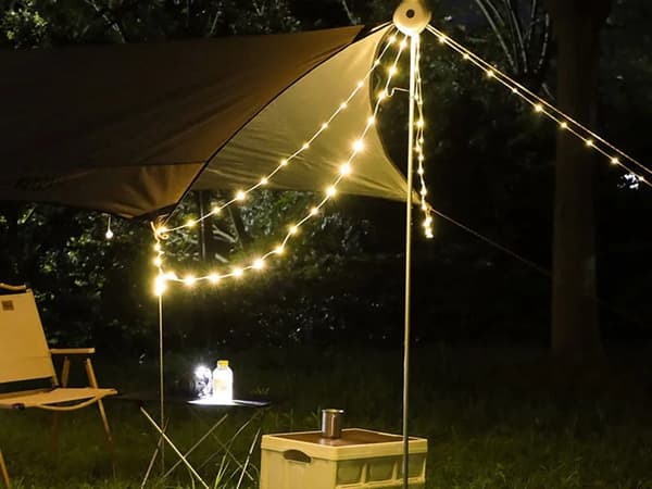 Genopladelig campinglampe med LED-lyskæde 8 m, 5 indstillinger, USB-C