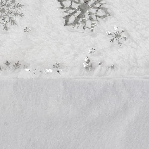Julgransmatta vit/silver 78 cm polyester med stjärnor och snöflingor