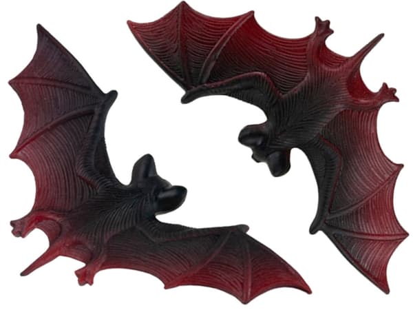 Halloween fladdermöss dekoration 4-pack gummi/plast brun-svart 10 cm