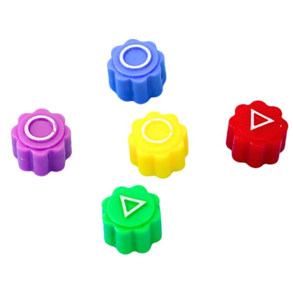 Gonggi terningesæt 5-pack 3D-printet plast 2 cm, farvemix