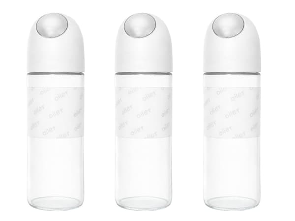 Oljedispenser i glas 510 ml med gravitationslåg hvid