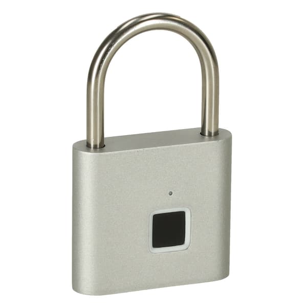 Fingeravtryckslås elektroniskt hänglås IP56, 10 fingeravtryck Silver