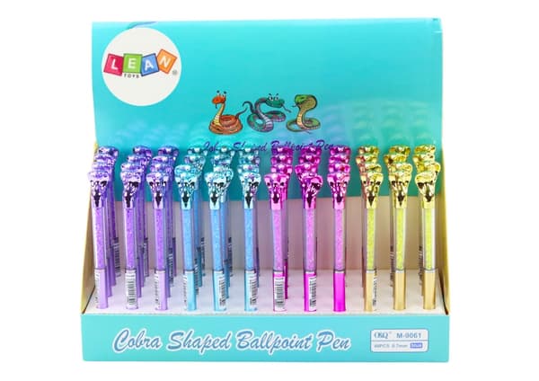 Kulpennna med diamanter 16 cm, blå refill, cobrafigur, CE/EN71 3+