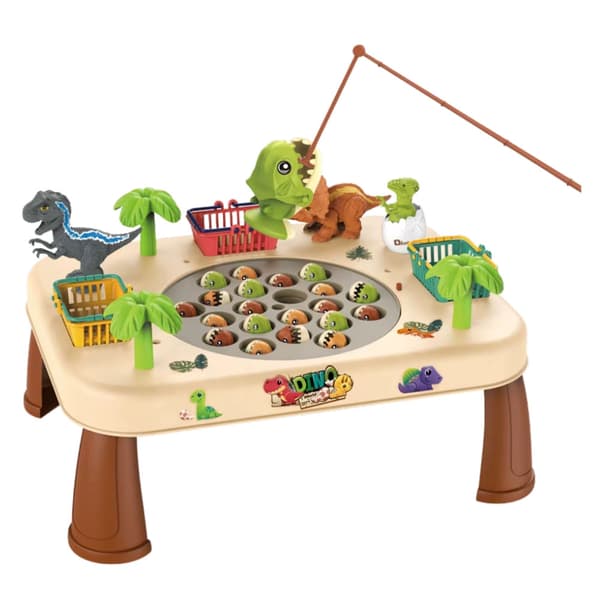 Dinosaurfiskespilbord med roterende plade, lyd/lys 33x25x20 cm