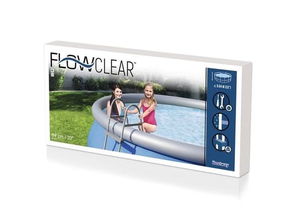 Poolstege dubbelsidig 84 cm poolhöjd, halkfria plaststeg