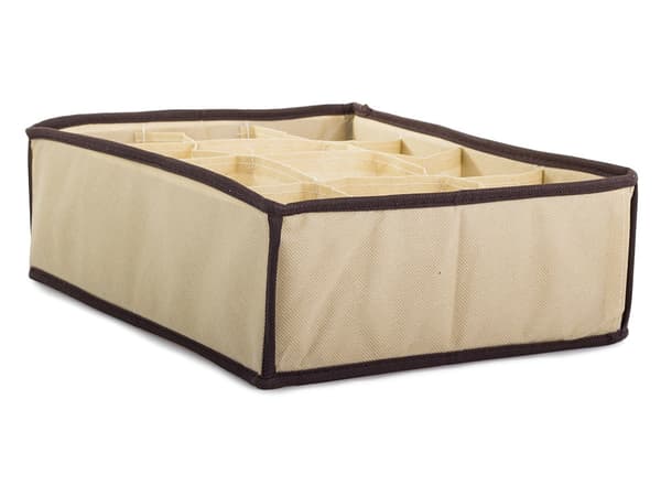 Opbevaringsboks til undertøj/strømper 12 rum beige 30 x 25 x 10 cm