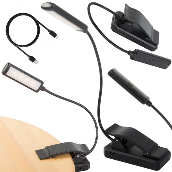USB-ladattava lukulamppu klipsillä 9 LED musta