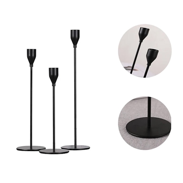 Ljusstakar metall 3-pack mattsvart
