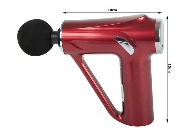 Massagepistol 32 intensitetsniveauer 4 massagehoveder USB-C rød