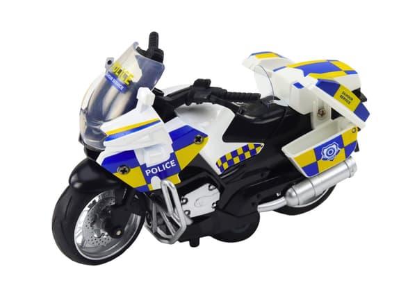 Politimotorcykel legetøj 12 cm med lyd og pull-back, fra 3 år