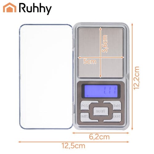 Fickvåg 200 g 0,01 g precision med LCD-display och autoavstängning