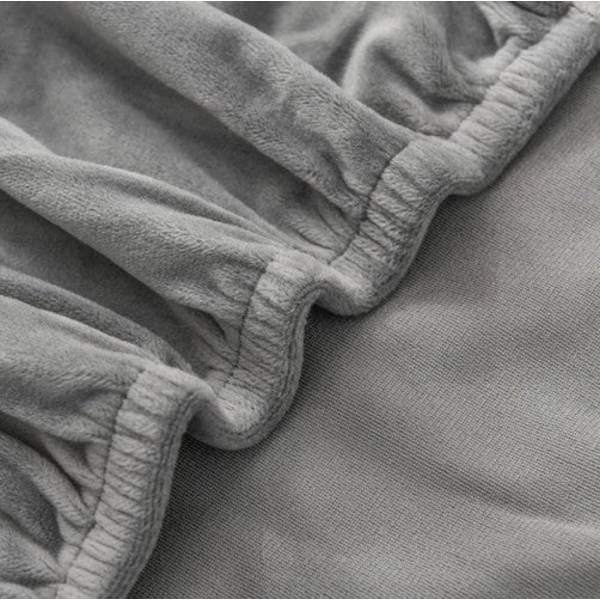 Stoleovertræk velourpolyester grå universel pasform ryglæn 65 cm
