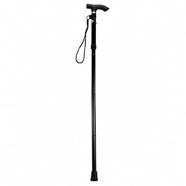 Sammenfoldelig stok i aluminium 4-delt justerbar 85-95 cm sort