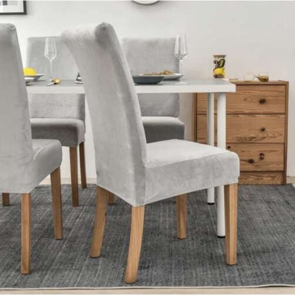 Stolöverdrag velourpolyester grå universell passform ryggstöd 65 cm