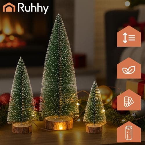 Mini julgranar snöklädda med träbas 3-pack 11,5–28 cm
