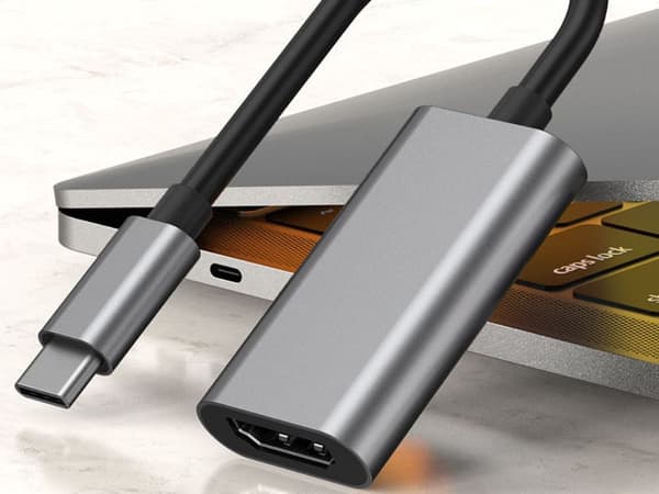 USB-C–HDMI-adapteri 4K 60Hz 18 cm kaapeli, hopea/musta