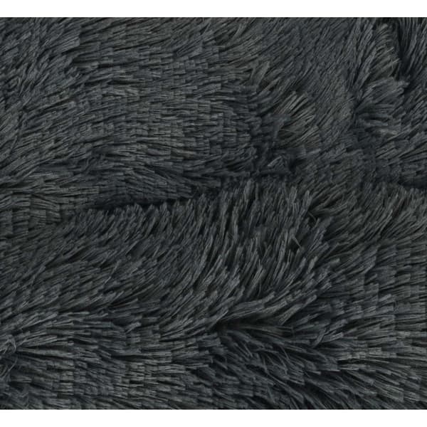 Kæledyrspude rund polyester 50x65x4 cm mørkegrå antiskrid