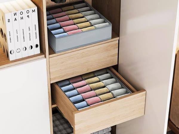 Skuffeorganisator til undertøj/strømper 20 fack 30x30x10 cm grå