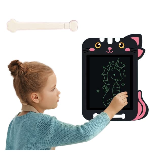 LCD-tegneplade til børn katteformet sort med stylus og sletteknap