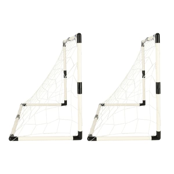 Fodboldmål børn 2-pak sammenklappelige 95x70 cm med 2 bolde & pumpe