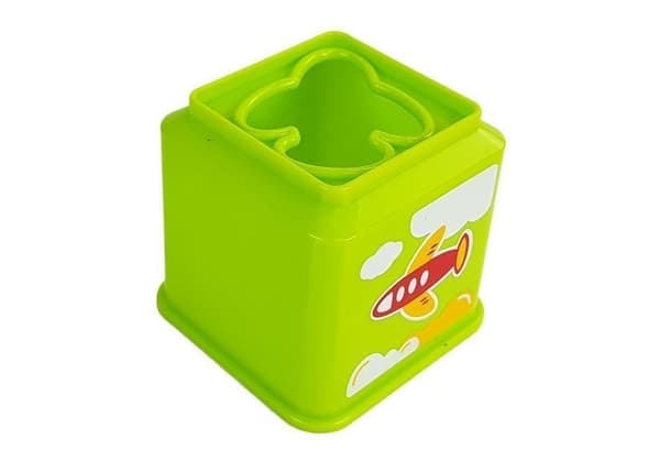 Staplingskuber piramid med fordonsbilder och sorteringshål, 5-pack