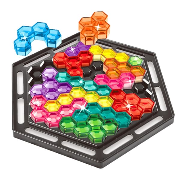 Logikpussel med hexagonal bräda 16 block 112 utmaningar 6+ år
