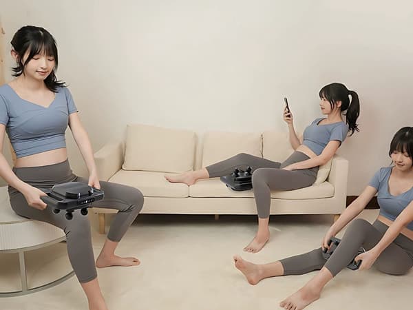 Massagepistol genopladelig USB-C 20 niveauer 4 hoveder sort/hvid