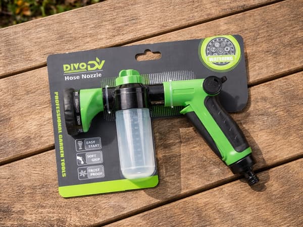 Sprøjtepistol til have 9 indstillinger med dispenser 100 ml, 3/8 tomme