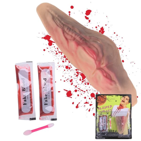 Fakesår hals + falsk blod 10 ml (2x5 ml) Halloween make-up sæt