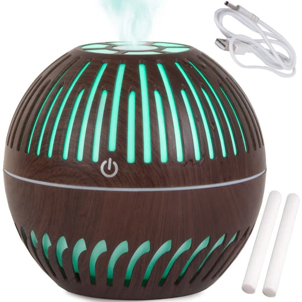 Ilmankostutin ja aromadiffuuseri 300 ml USB LED/RGB-valolla tummanruskea