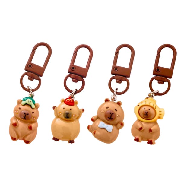 Mini-kapybara-avaimenperät 4 kpl 3 cm muovifiguurit