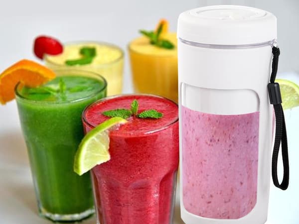 Bærbar USB-blender 450 ml genopladelig 2000 mAh hvid