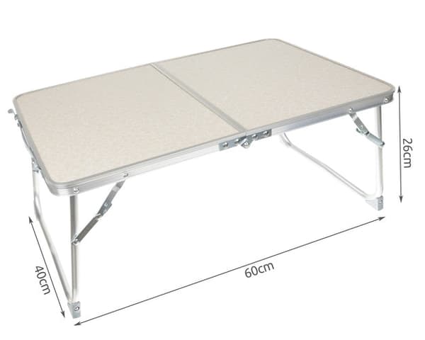 Fällbart campingbord 60x40x26 cm MDF/aluminium beige max 15 kg