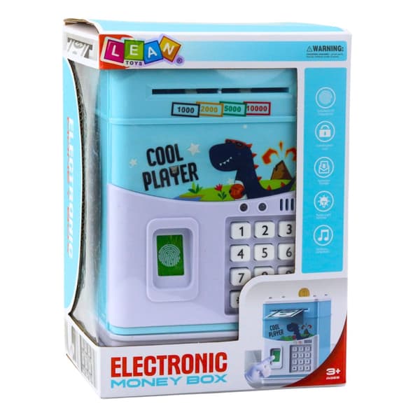 Elektronisk sparegris dinosaur med PIN-kode, lys/lyd, 3xAA