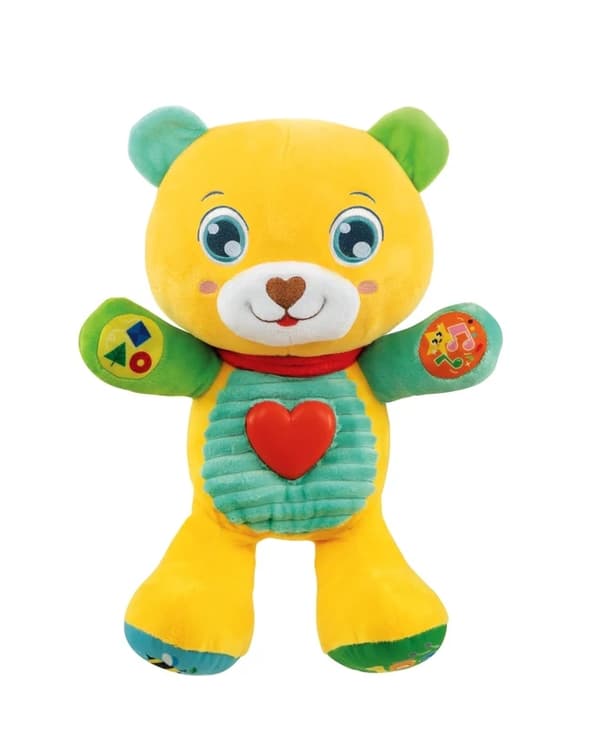 Interaktiv talende bamse med lys og knapper, 6+ måneder