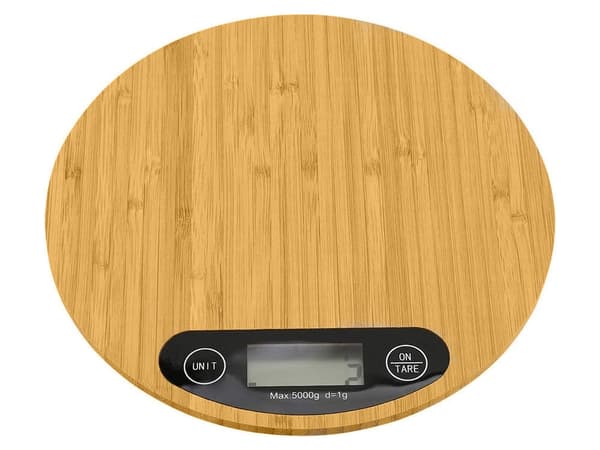Bambu-keittiövaaka 5 kg 1 g LCD-näyttö 20x20 cm inkl. 2 x AA