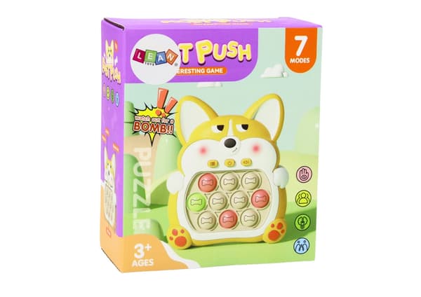 Pop-It Fox spillekonsol til børn 3+ gul, 7 spiltilstande, AAA-batteri