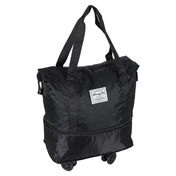 Sammenklappelig kuffert 50L vandafvisende polyester Oxford sort 360° hjul