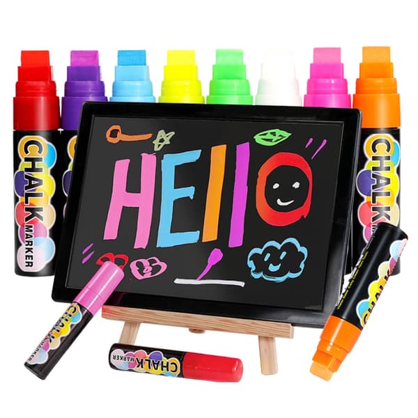 Kritmarkörer 8-pack snabbtorkande för whiteboard, glas och keramik