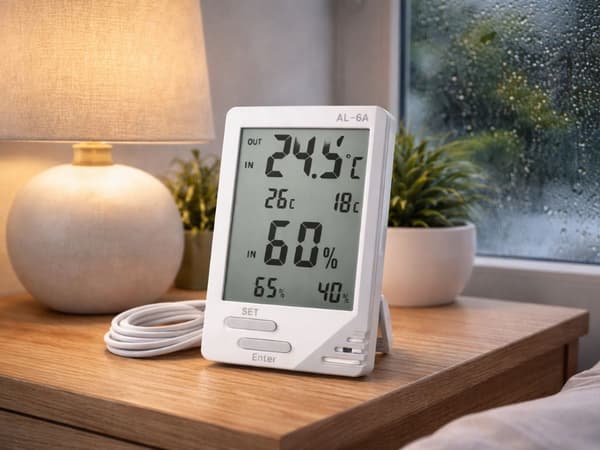 Termometer/hygrometer med LCD og kablet sensor inde/ude