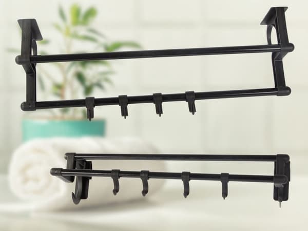 Badevægsophæng 40 cm sort med 4 kroge, selvklæbende